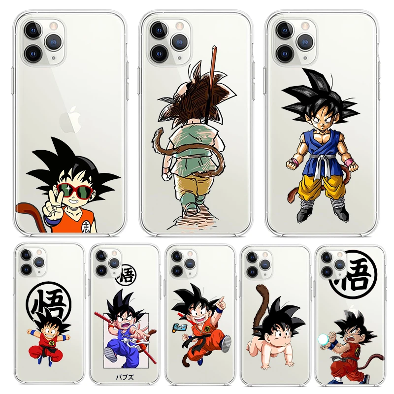 

Little Goku Dragon Ball For Apple iPhone 7 8 X XR XS 11 12 13 Pro Max Mini Plus luxury Transparent Non-slip TPU Soft Phone Case