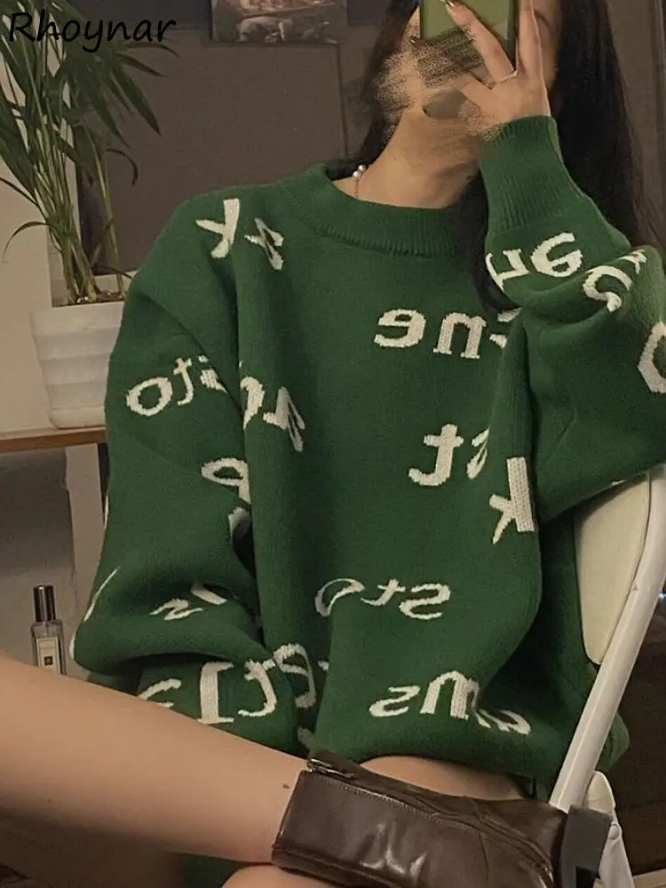 

Уличная одежда, женские Пуловеры, свитеры, личная мешковатая одежда для подростков Y2k, корейская мода, Свитер в стиле Харадзюку, Женский шикарный пуловер с надписью