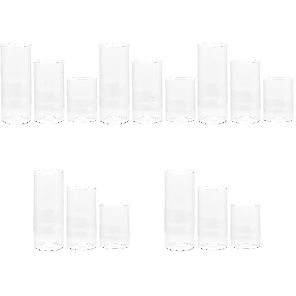 

15 Pcs Clear Jars Glass Cup Cover Cylinder Empty Holders Pillar Candles Cylinders Household Shades