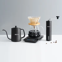 swabue pour over coffee maker v60 dripper filter glass pots sets 500ml kettle electronic scales with timers mini grinder 45pcs
