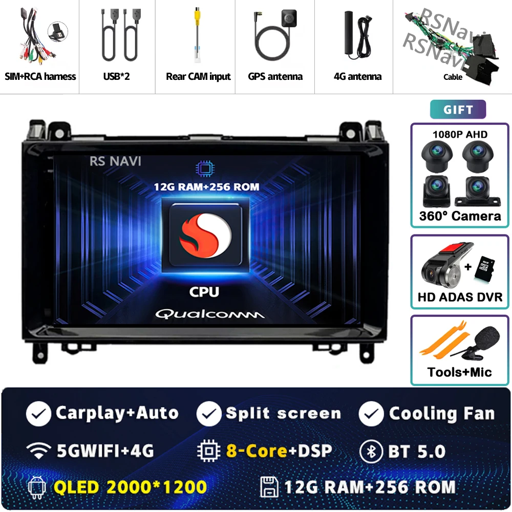 

Plug and Play Android 15 для Mercedes Benz W169 W245 B200 W906 Sprinter W639 Vito стерео Автомобильный радиоприемник Навигационный плеер CarPlay GPS