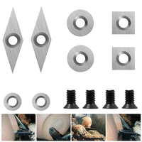 10pcsset diamond square round blades tungsten carbide cutter inserts woodworking machine for for wood lathe turning tool