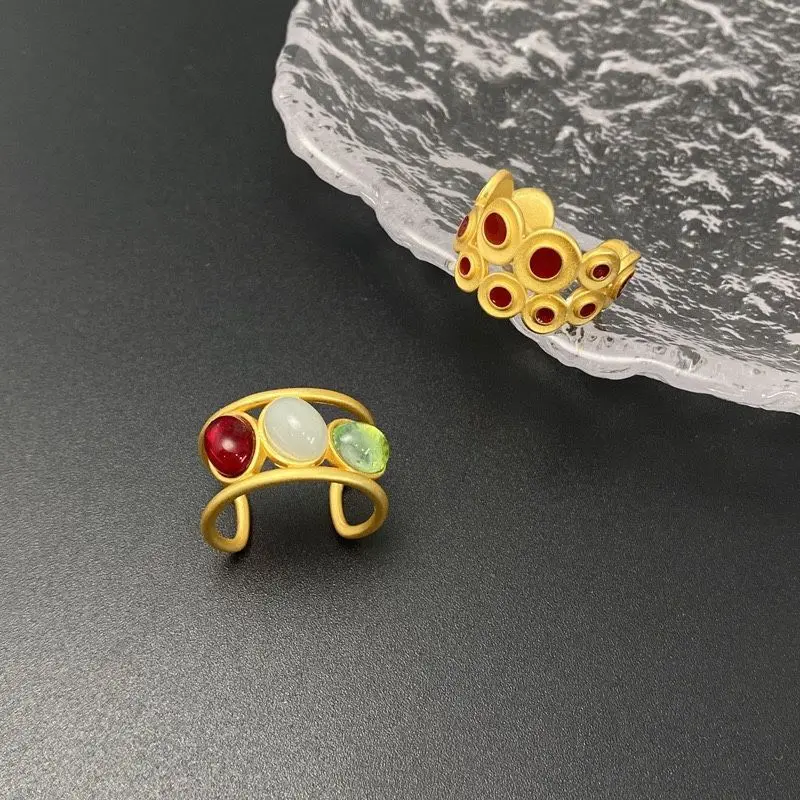 

Spain Glazed Enamel Ring Retro Design Gaudi Engagement Ring Stainless Steel