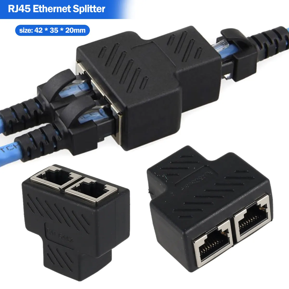 Разветвитель Ethernet с 1 на 2 порта сетевой адаптер соединитель RJ45 переходник