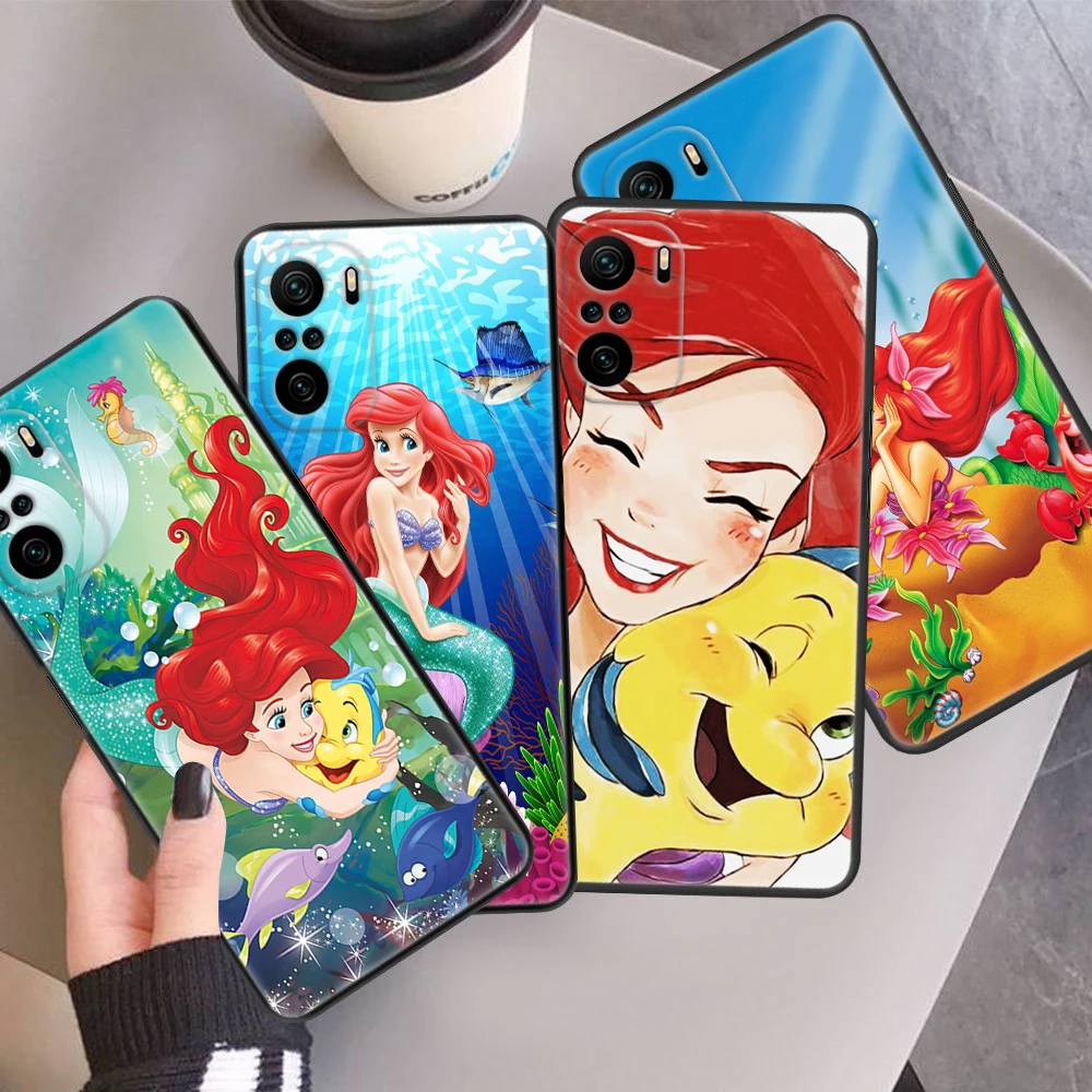 

Disney Mermaid Princess Ariel Phone Case For Xiaomi Redmi Note 12 11E 11S 11 11T 10 10S 9 9T 9S 8 8T Pro Plus 5G 7 5 Black