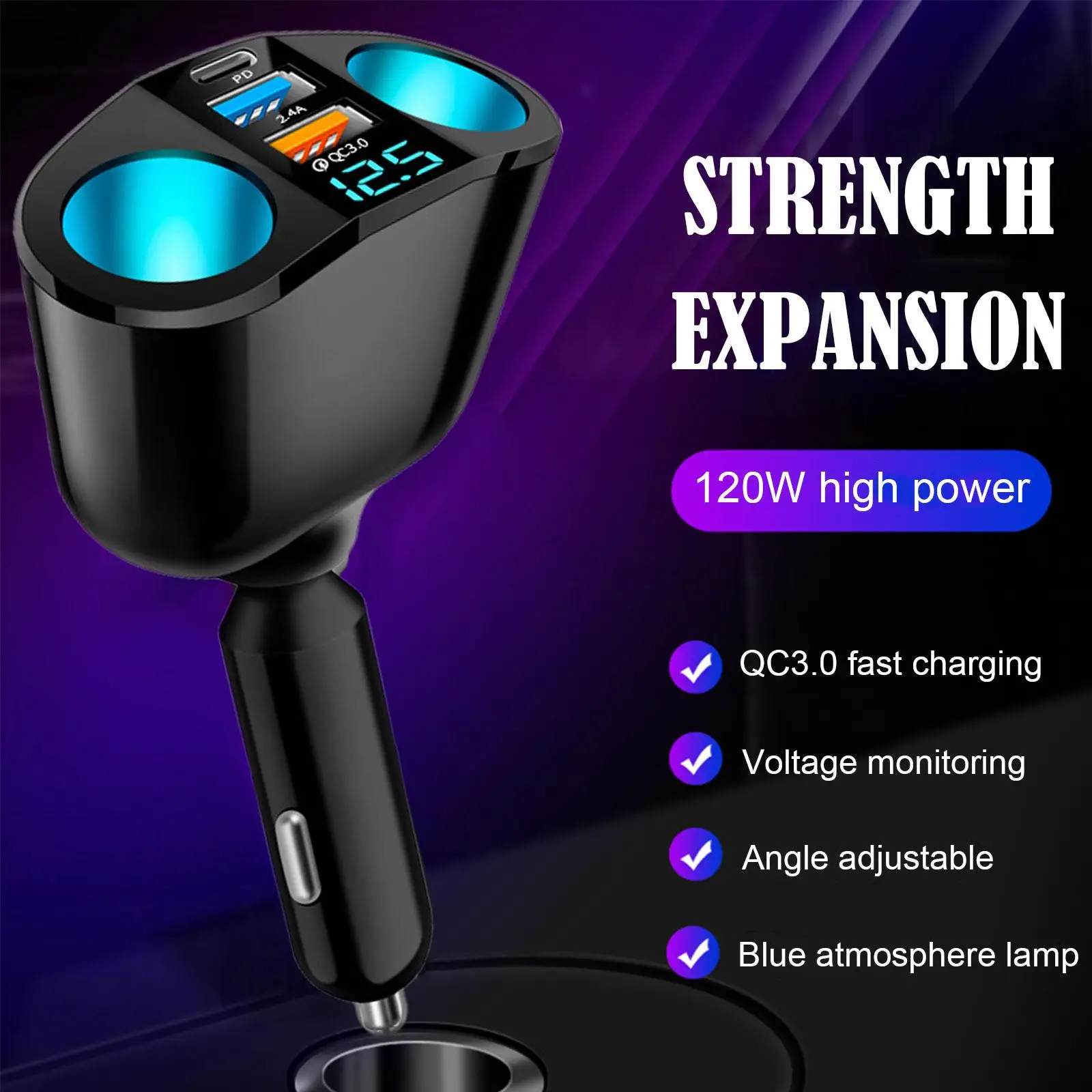 Новая Автомобильная Быстрая зарядка QC3.0 с двумя USB сигарета одним приводом и