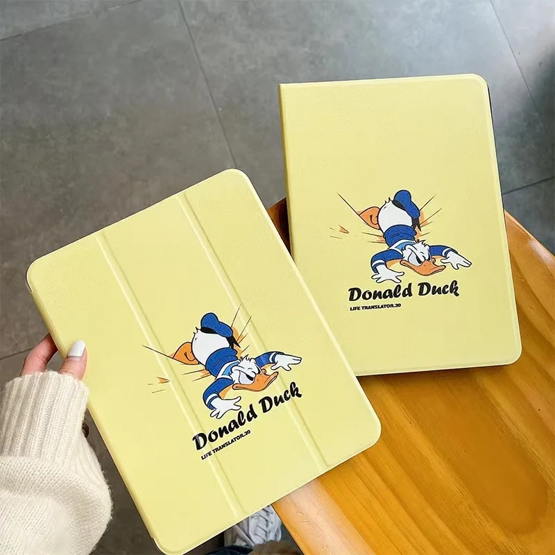 

Cute Disney Donald duck With Pen Slot For iPad Air 2021 10.2 Case Mini 6 Air 4 10.9 Silicone Protective Pro 11 Inch Cover