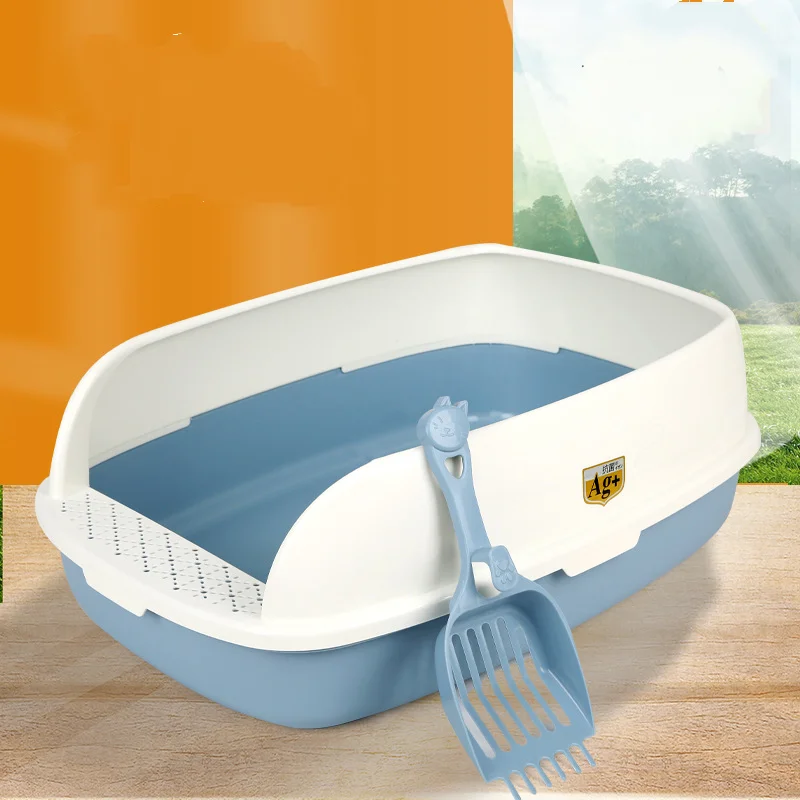

Pet Supplies Cat Litter Box Semi-Enclosed Anti-Splash Toilet Large Two-Color Ventilation Space