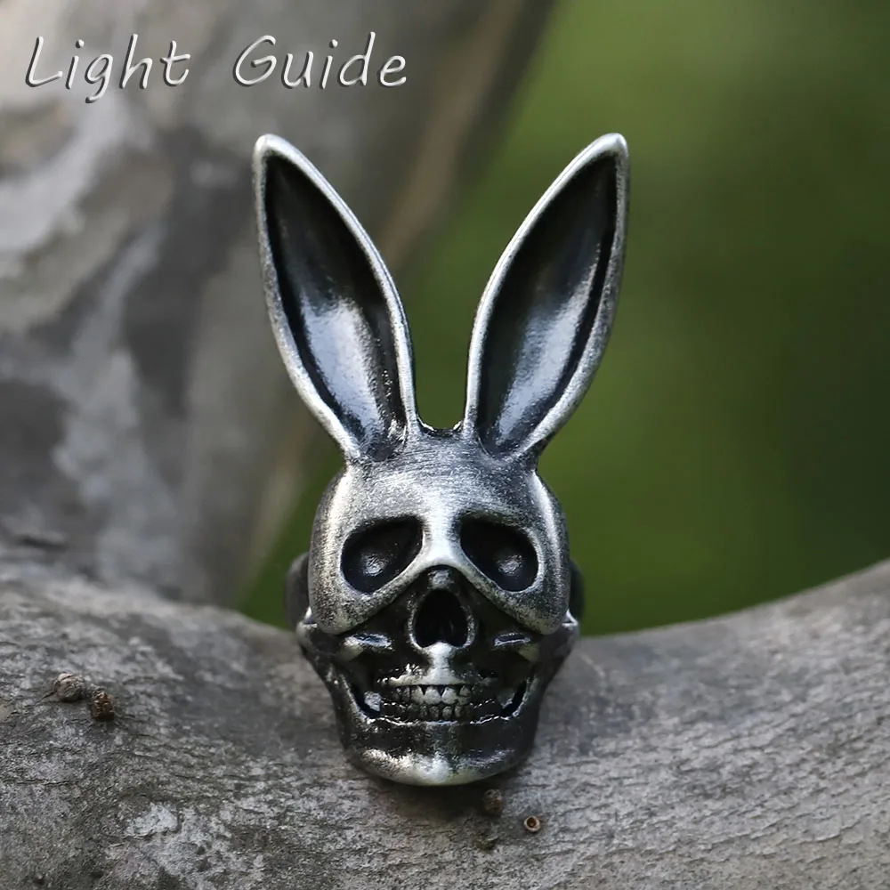 

2022 NEW Men's 316L stainless-steel rings Metal Rabbit Skeleton Gothic ring punk Motorcycl Jewelry Gifts free shipping
