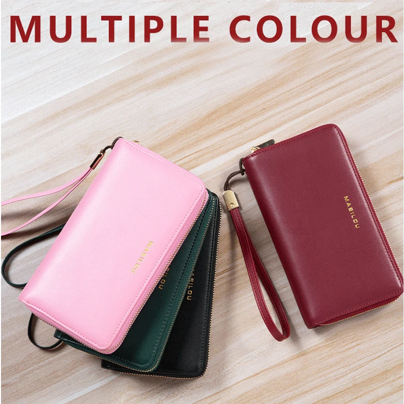 Cow Leather Card Wallet Luxury Zipper Business Credit Card Holder Custom Solid Passport Coin Fashion Women's Purse Bag 2023