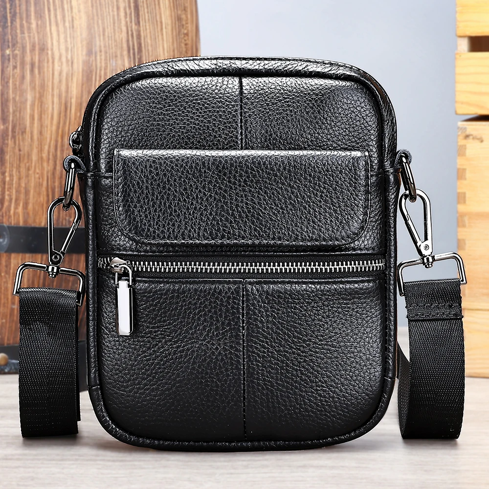 Повседневная маленькая сумка-мессенджер из натуральной кожи для мужчин сумка