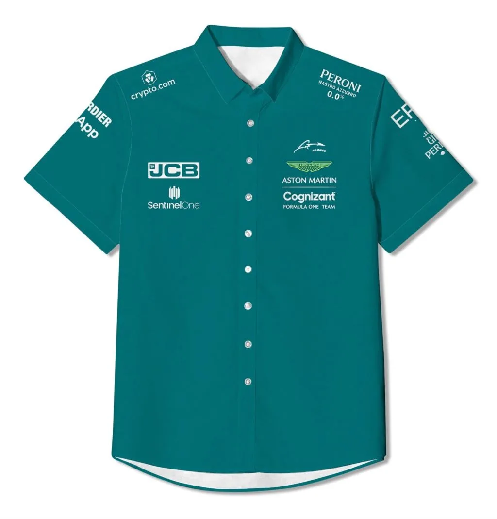 

F1 Aston Martin Formula One Men's POLO Casual Shirt Alonso Signature Design Summer Sports Leisure Fashion Adult Short Sleeve Top