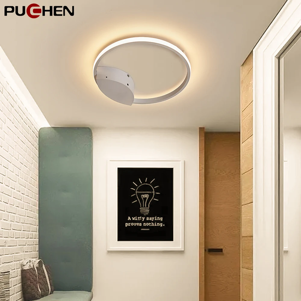Puchen 18W Acrylic Ceiling Lamp LED Ceiling Lights Stepless Dimming Black/Brown/Gold/White Study Living Room Chandelier