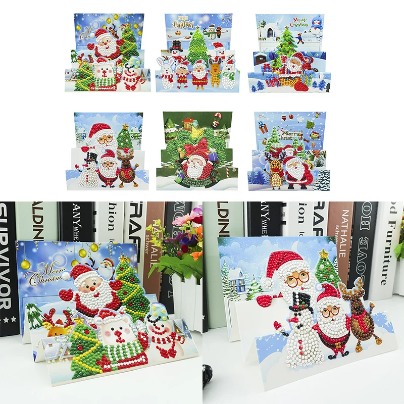 

6 шт., алмазная картина, поздравительная открытка специальной формы, мозаика 5D, открытка для детей, праздничная вышивка, поздравительная отк...