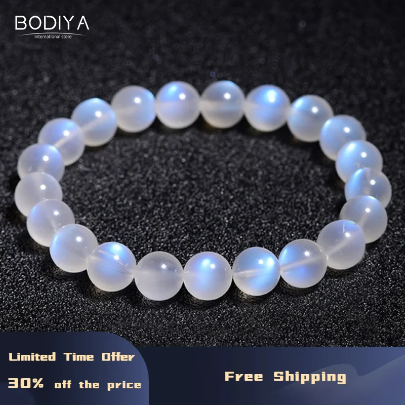 

Natural Blue Moonlight Crystal Bracelet SriLanka Moonstone Women's Labradorite Jewelry