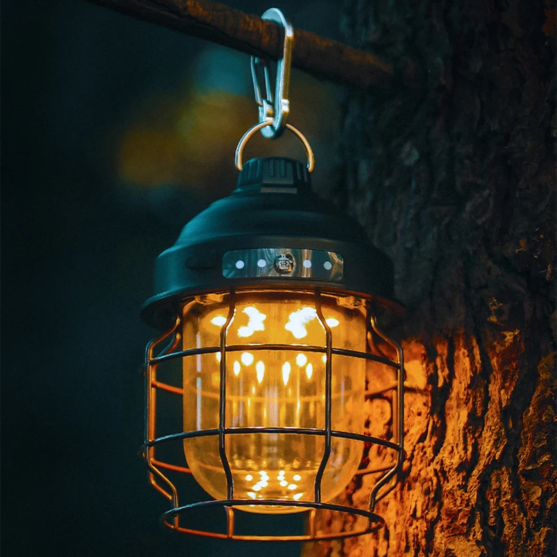 

Mini Vintage Metal Hanging 3600mAh Battery Warm Light Led Camp Lantern Rechargeable Lightweight Tent Light For Outdoor