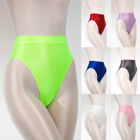 Elastic High Waist Bikini Thong Women Summer Bikini Briefs Slimming Belly Contracting Sexy Panties High Rise Breathable