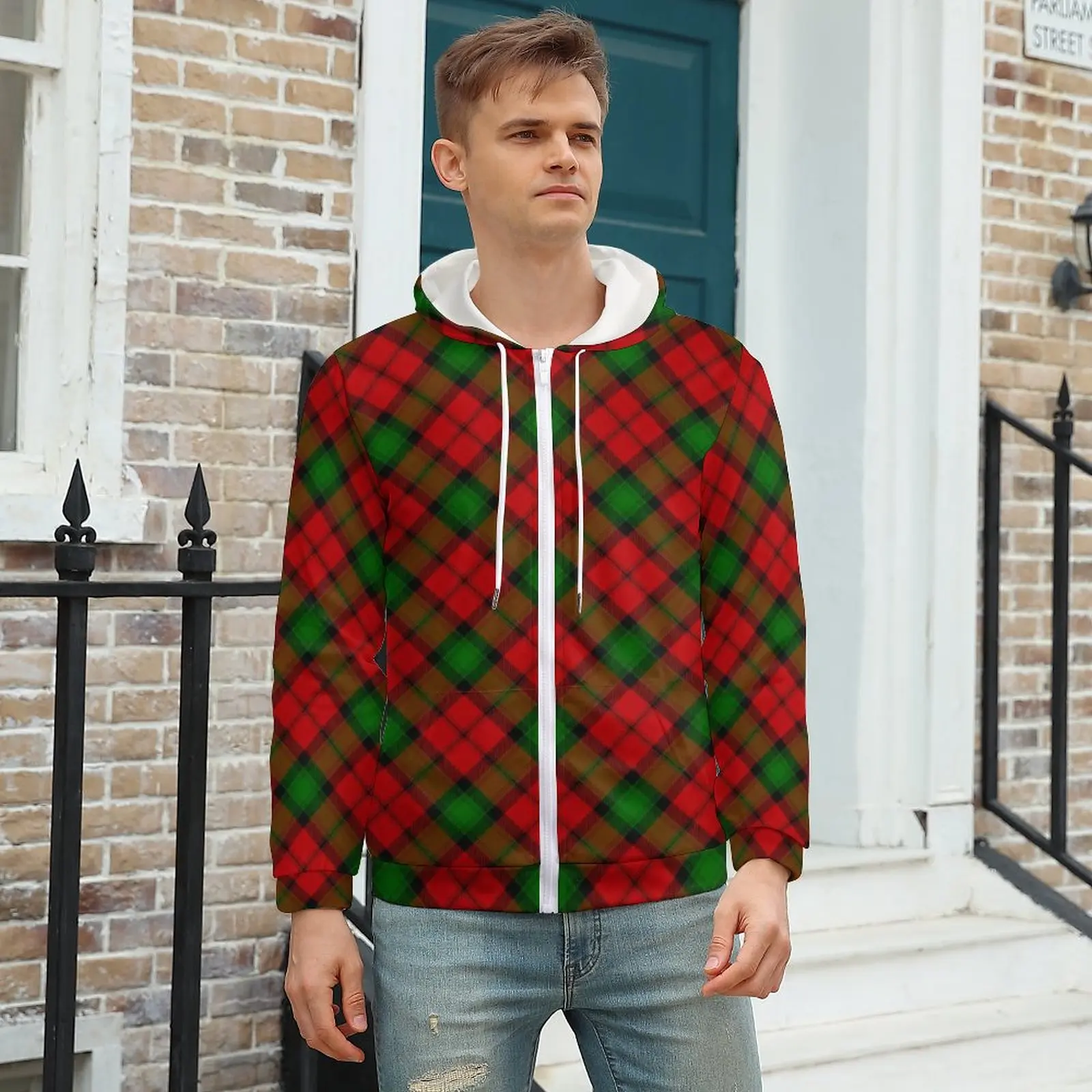 

Kerr Clain Tartan Plaid Casual Hoodies Christmas Colors Kawaii Graphic Hooded Sweatshirts Long Sleeve Fashion Oversize Hoodie