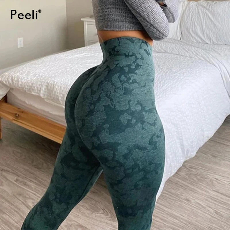 Бесшовные женские леггинсы Scrunch с высокой талией штаны для йоги трико тренировок