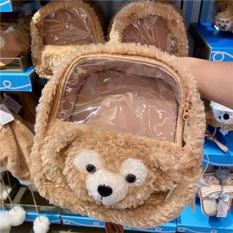 Disney Duffy Geraldoni Student Cartoon Cute Plush Large Capacity Backpack Light Drawstring Zipper Adjustable Casual School Bag