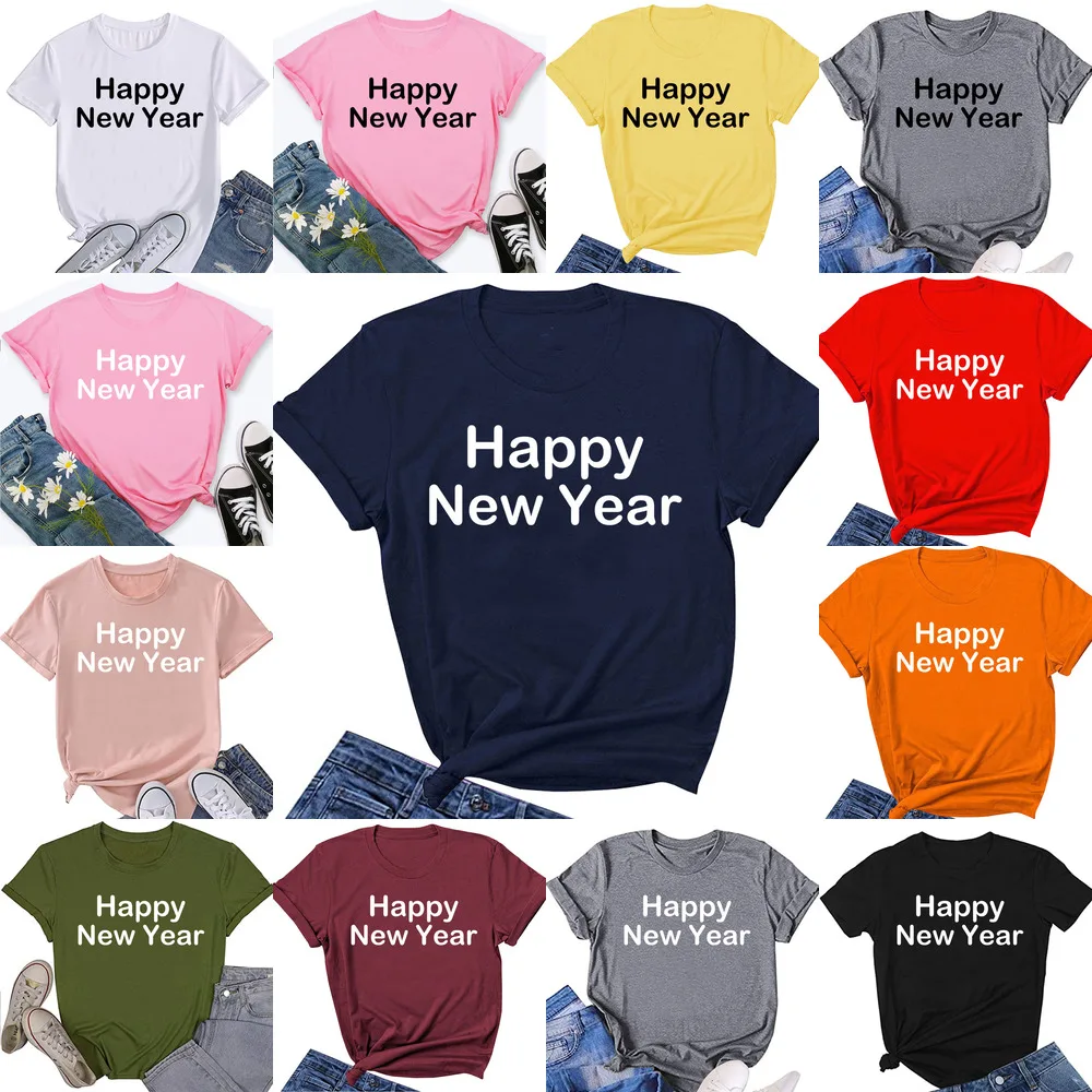 

HAPPY NEW YEAR Womens Graphic Cute Funny T Shirt Tees Gift Ideas ZK007