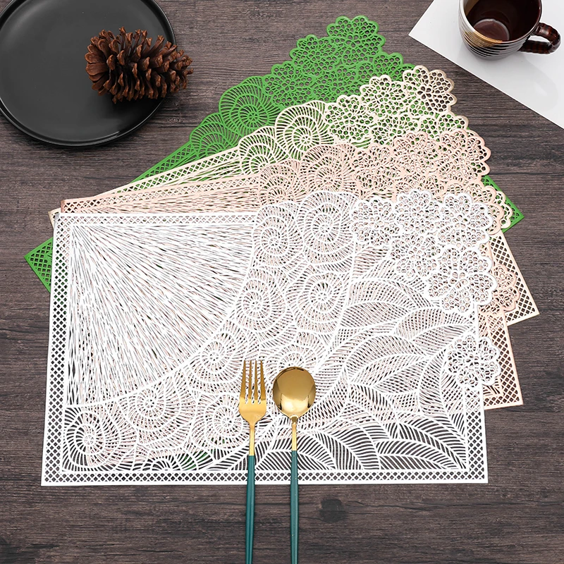 

Квадратная бронзовая подставка из ПВХ, нескользящий коврик для стола, подставка под журнальный столик, столовые приборы, подставка, украшен...