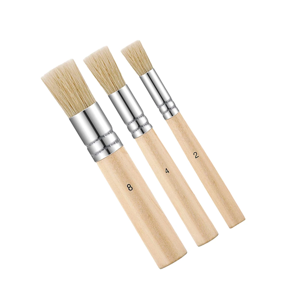 

3pcs/set Multifunctional Wooden Stencil Brushes For Wide Application Easy Application Durable