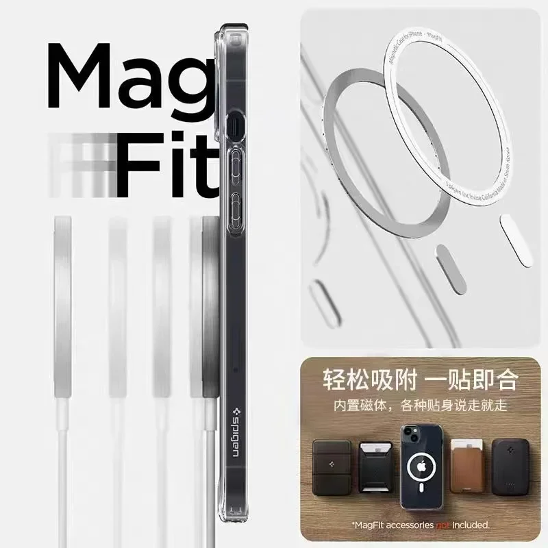 Spigen Ultra Hybrid (MagFit) для беспроводного зарядного устройства Apple Magsafe прозрачные