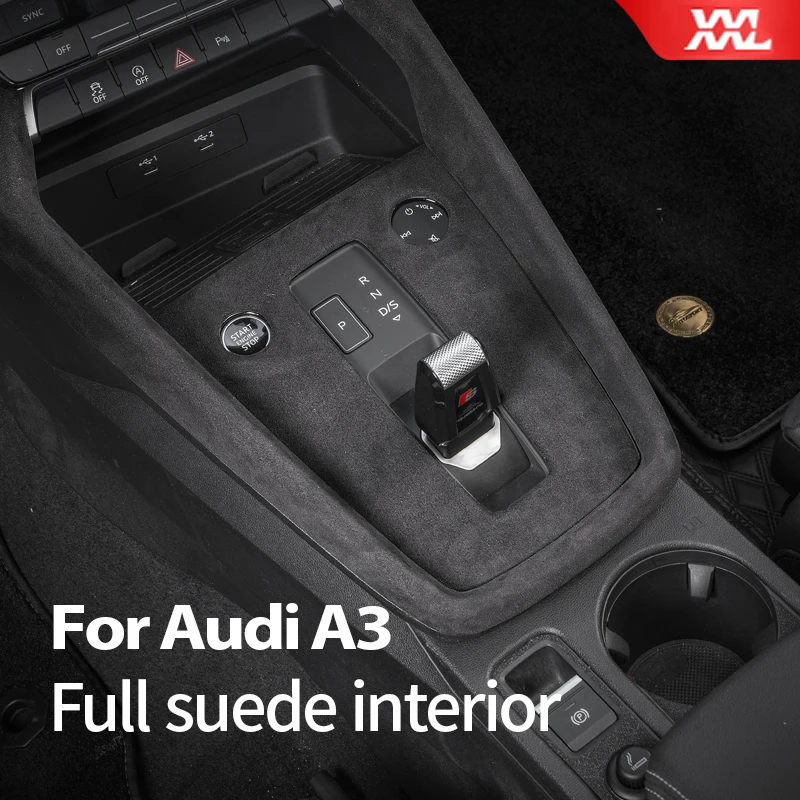 For Audi A3 8Y 2020 2021 Gear Panel Door Handles Gears Central control Armrest Cover Leather Accessories Decoration Interior
