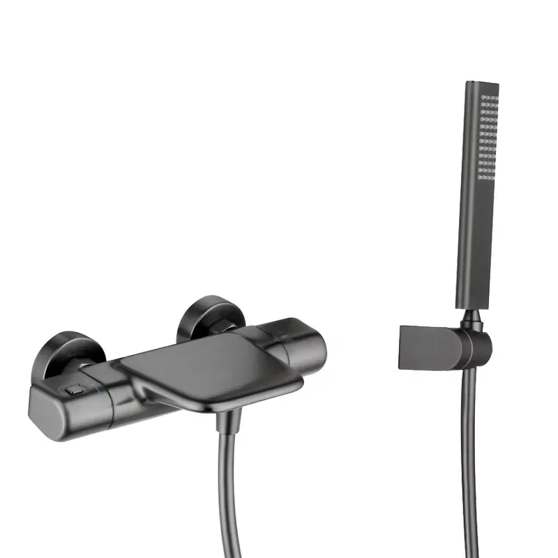 

Wall Mounted Grey Bathtub Faucet Two Function Shower Mixer Brass Body Cold and Hot Bathroom Tap