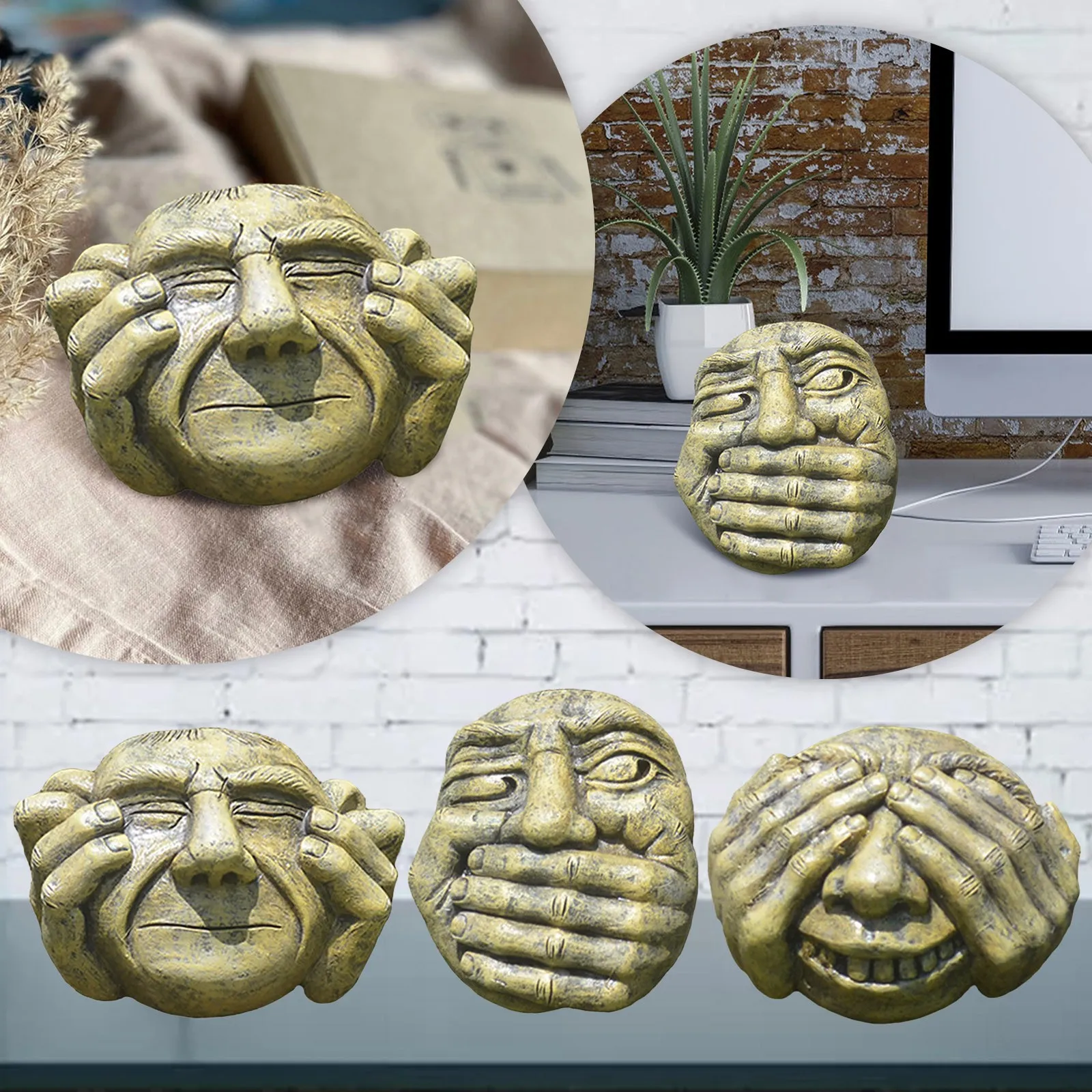 

Полимерная садовая статуя, Декоративная скульптура из смолы, не слышите зла, не говорите о зле, садовая Декоративная скульптура, двор