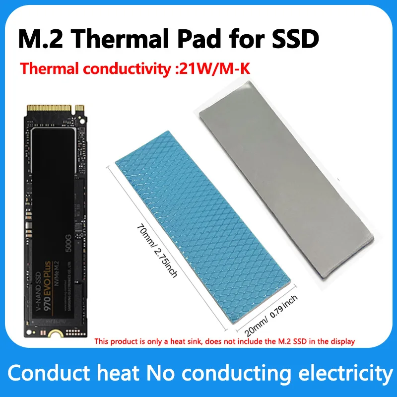 Силиконовые термопрокладки M.2, 21 Вт/мК, 70x20 мм | AliExpress