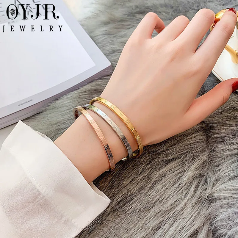 OYJR Roman Numeral Bracelet Couple Bracelet for Boyfriend and Girlfriend Bangles Circlet Women Birthday Gift Jewelry Accessories