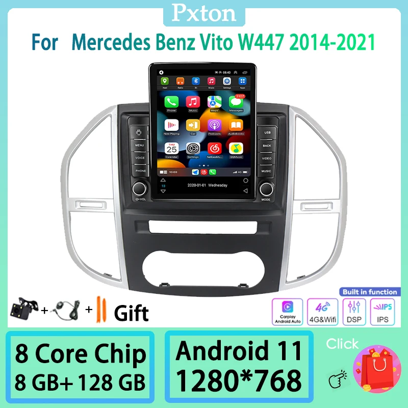 

Pxton Android Car Radio Stereo Multimedia Player For Mercedes Benz Vito W447 2014-2021 WIFI Carplay Android Auto GPS Nav 8G+128G