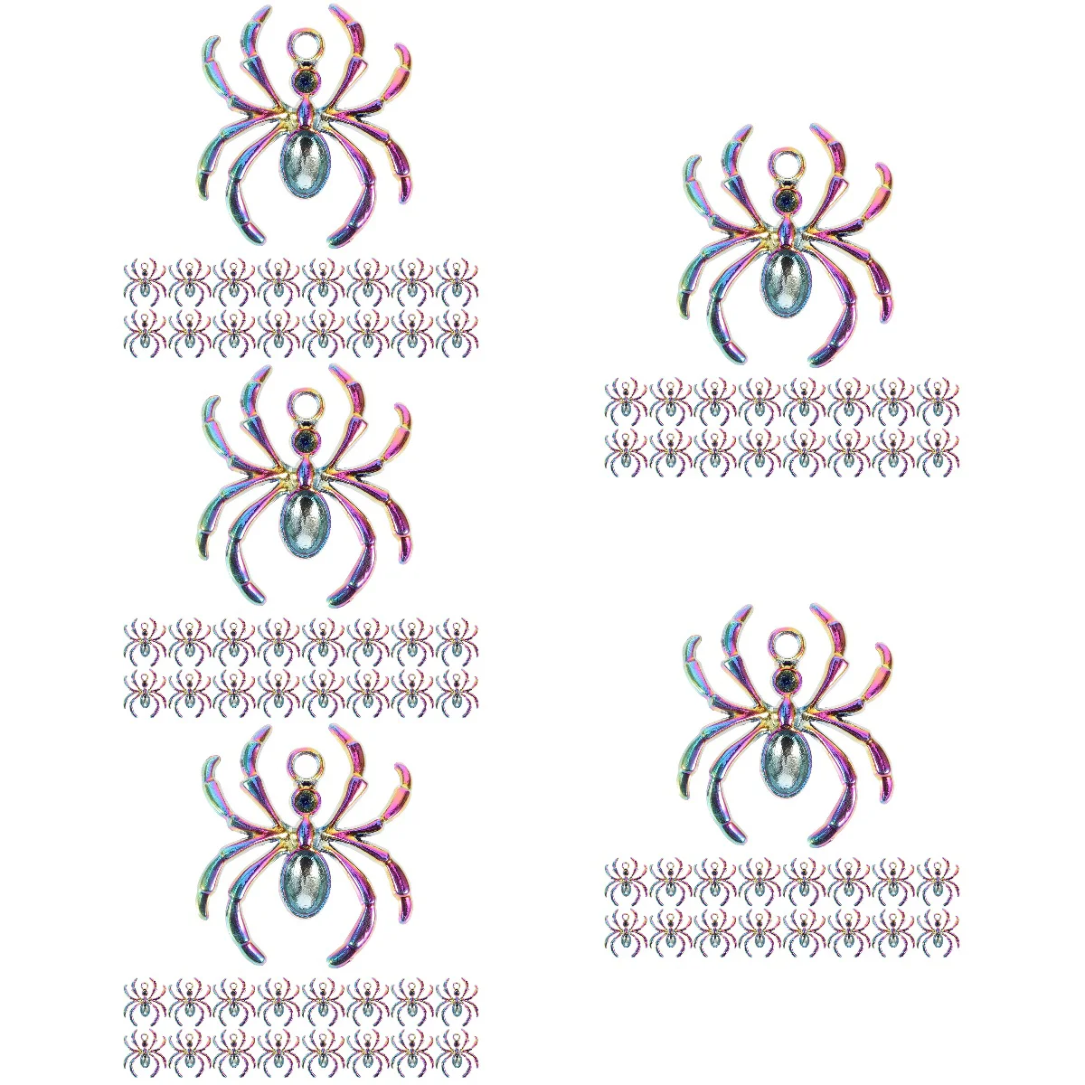 100 Pcs Colorful Spider Pendant Charm Necklace Bracelet DIY Jewelry Making Findings Small Crafting Alloy Accessories Material