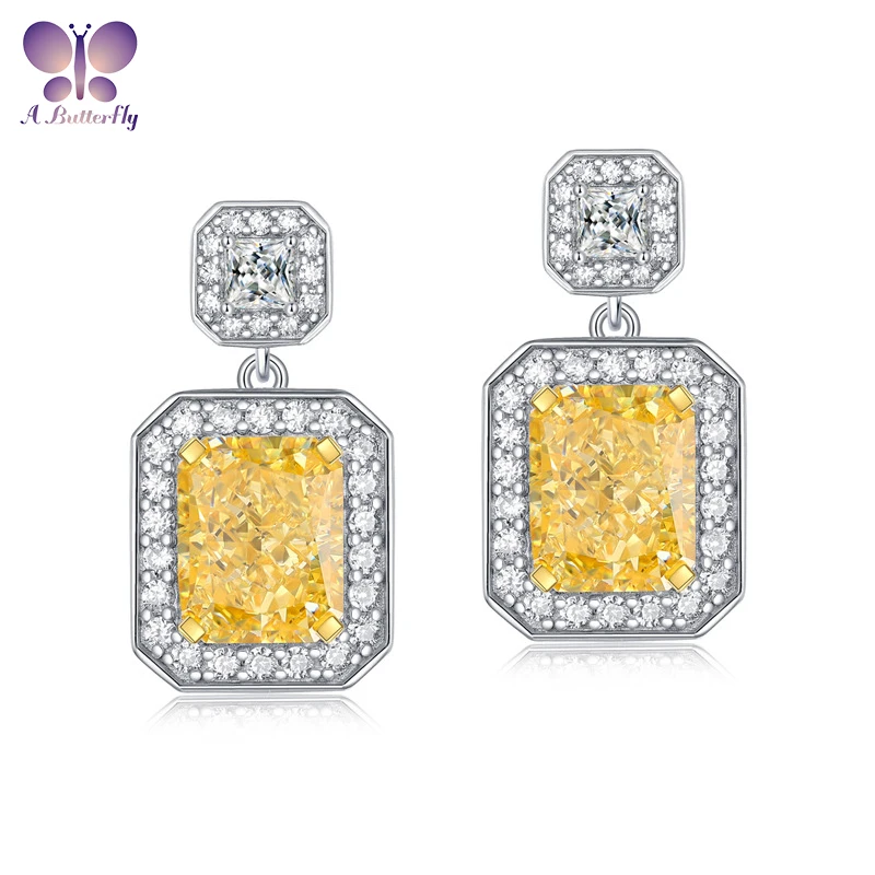 

Женские серьги из серебра 925 пробы, с искусственным жёлтым бриллиантом