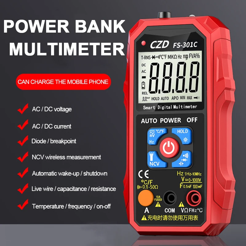 Цифровой мультиметр 301C 9999 отсчетов умный тестер True RMS измеритель напряжения и