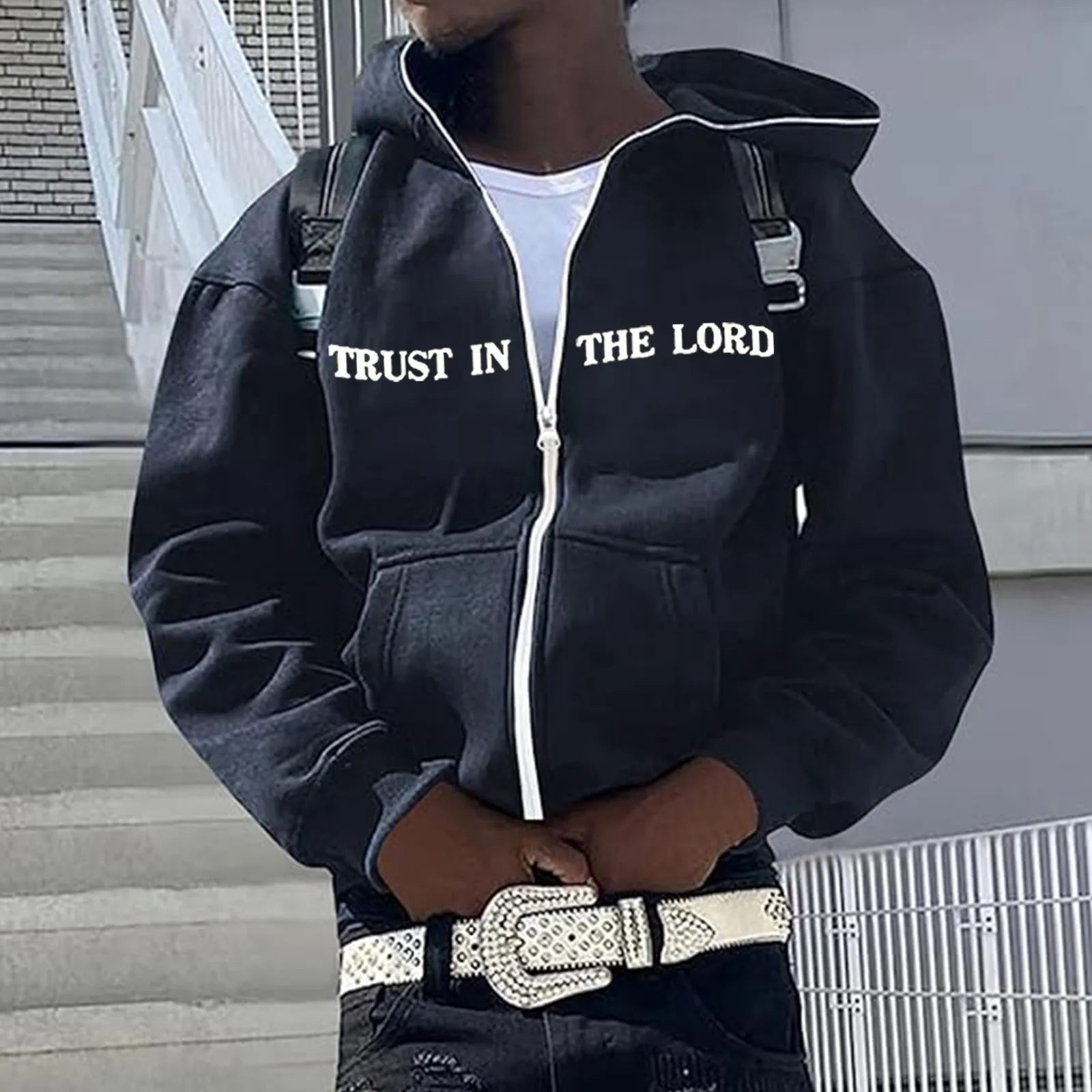 Толстовка унисекс винтажная на молнии повседневный свитшот с капюшоном и