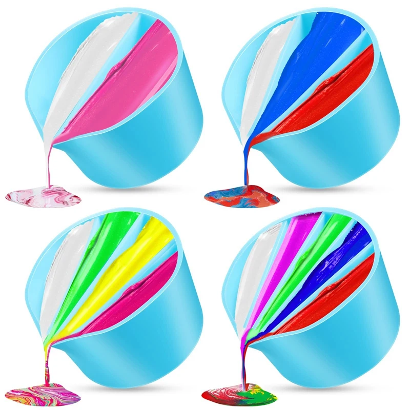 

Split Cups For Paint Pouring 4Pc Silicone Paint Pour Cup With 2-5 Channels Dividers Pour Painting Supplies Painting Tool