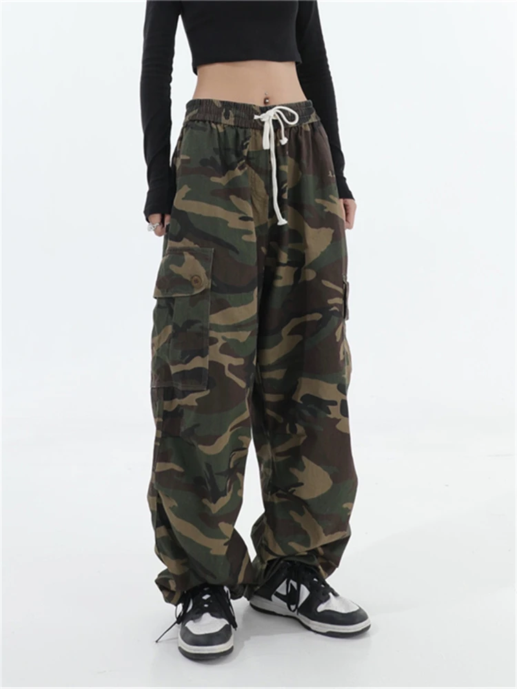 

Retro Hip Hop Camouflage Overalls Women's Spring Summer New American High Street Loose Bundle Feet Neutral Casual Pants Female