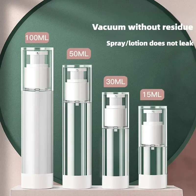 15ml 30ml 50ml 80ml 100ml Clear Airless Cosmetic Cream Pump Bottle Travel Size Dispenser Makeup Container for Gel Lotion