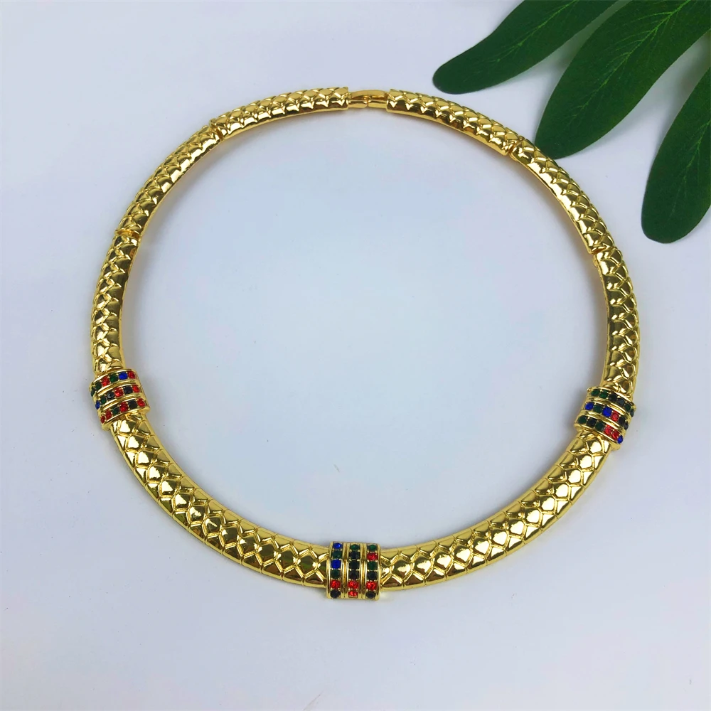 ESALE Ювелирные наборы золотого цвета для женщин роскошное качество ожерелье