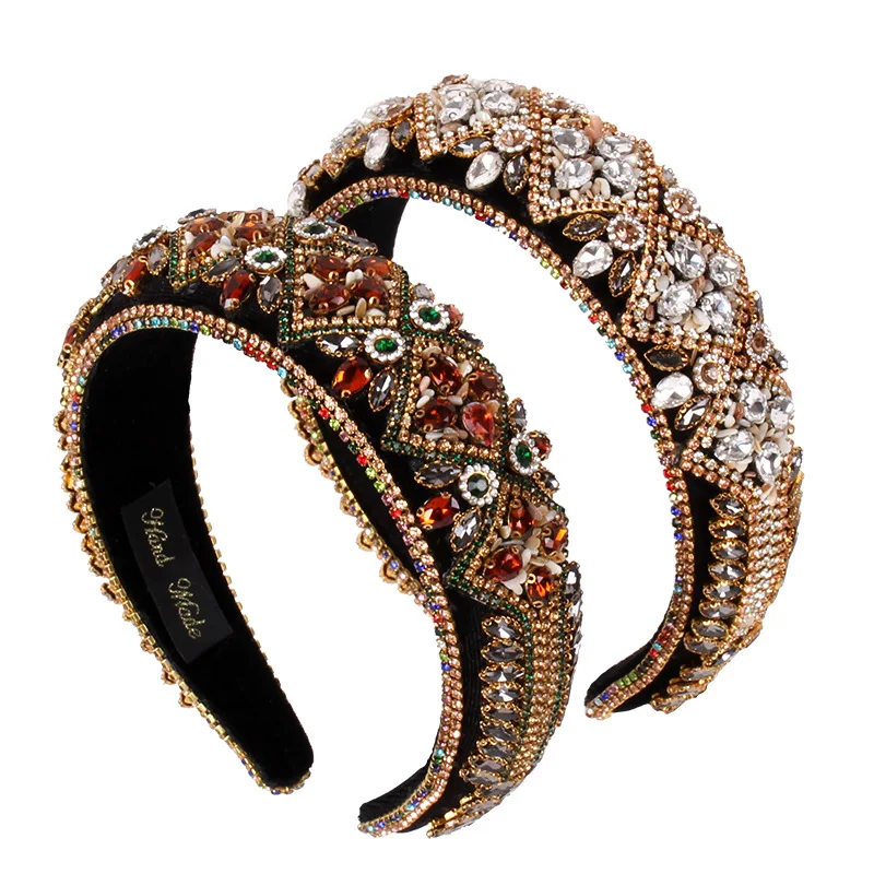

Fashion retro Baroque hairband crystal full drill thick sponge wide-brimmed headband stage catwalk pressure hair buckle