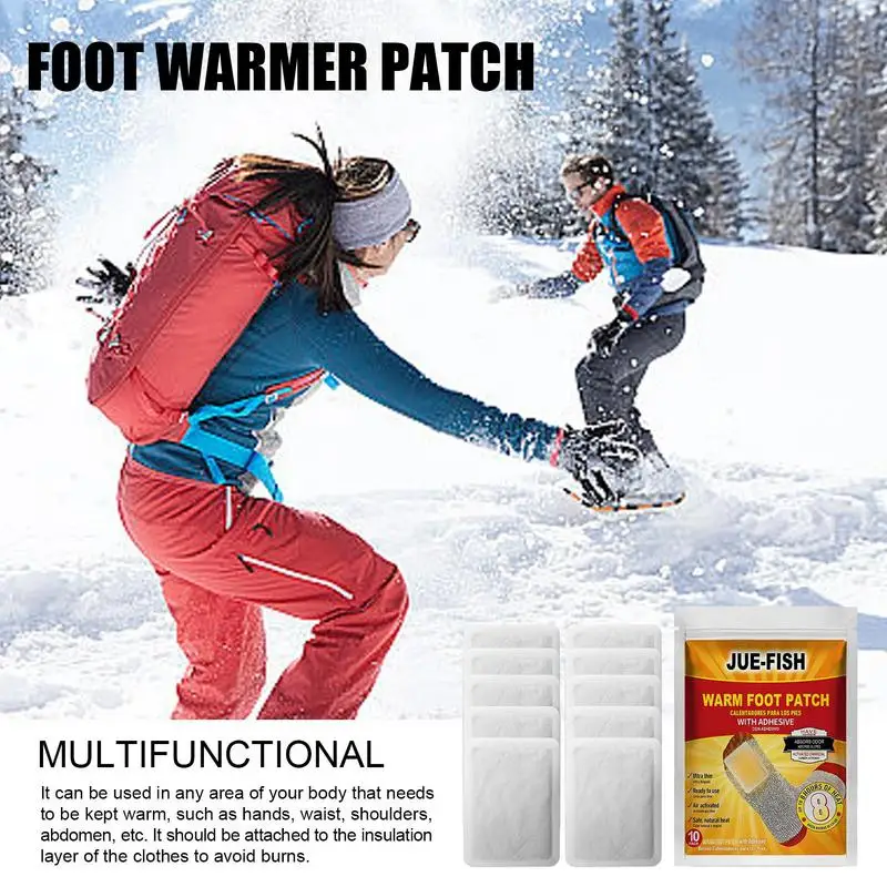 Calentador de pies caliente sin olor, parche cálido de invierno, almohadilla para zapatos instantánea con calefacción activada por aire adhesiva, 10 unids/lote por bolsa