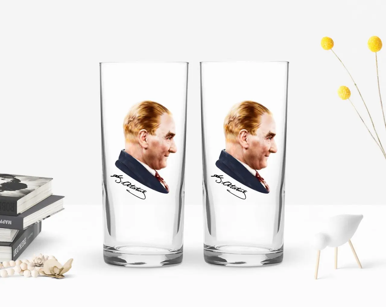 

BK дома напечатаны Ататюрк тематические двойной Arrack чашки Seti-11