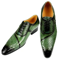 luxury men oxford shoes british carved fashion dress leather shoes pointed shoes trendy lace up green black formal shoes men