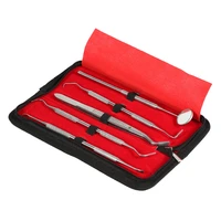 5pcsset dental instrument tools kits with case dental probe dentist scaler mirror plier tooth scraper oral hygiene care clean