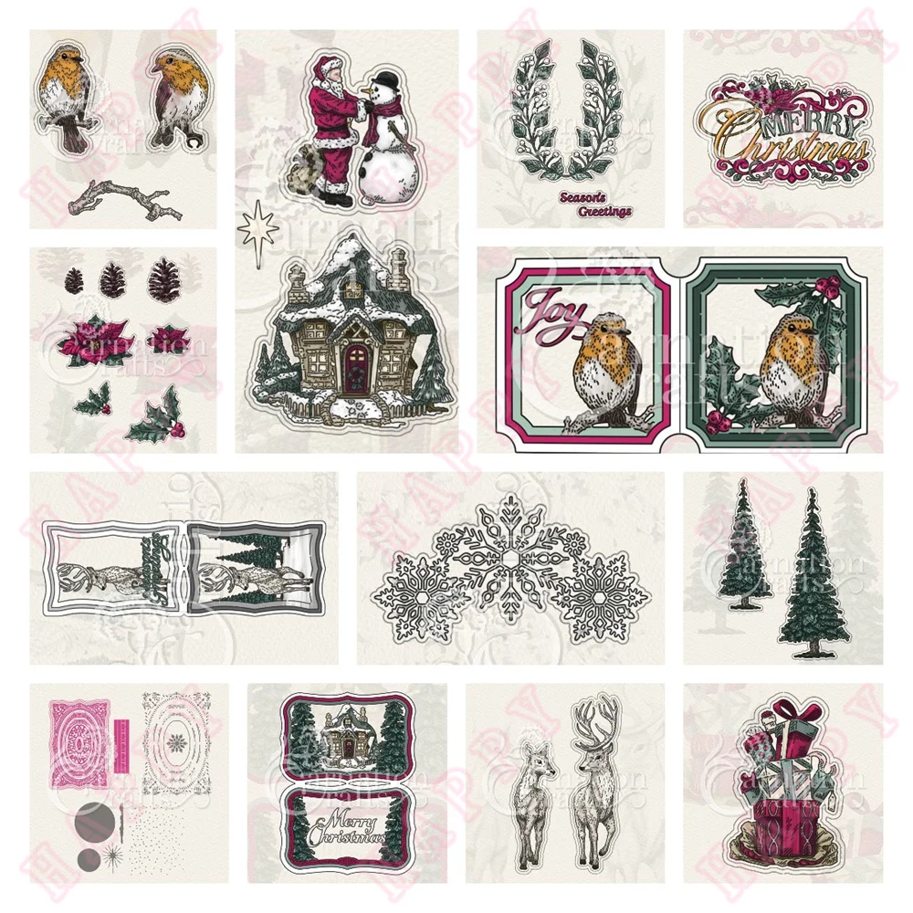 

Metal Cutting Dies Stencils Sparrow And Deer Christmas Tree DIY Scrapbooking Decorative Embossing Handcraft Paper Craft Template