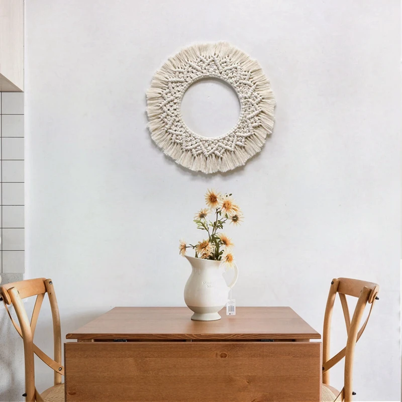 

Bohemia Macrame Handmade Makeup Decorative Mirror Wall Tapestry For Bedroom Livingroom Bathroom Home Decor Shower