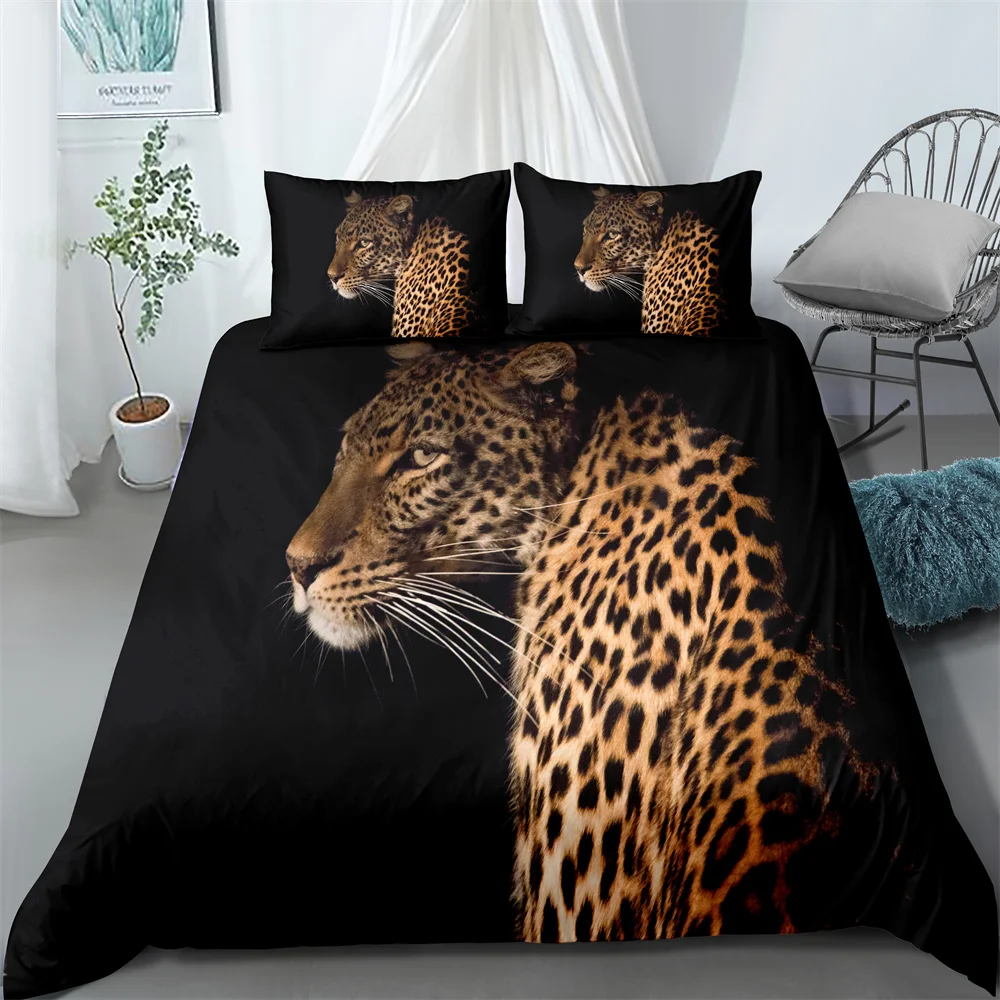 

Комплект постельного белья из полиэстера с 3D леопардовым принтом, роскошное стеганое одеяло с застежкой-молнией, Королевский размер, наборы одеял (без простыней)
